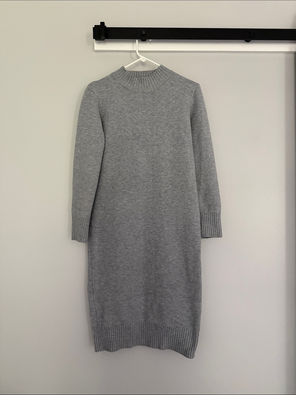 SHEIN Gray Ribbed Mock Neck Sweater Dress Size S